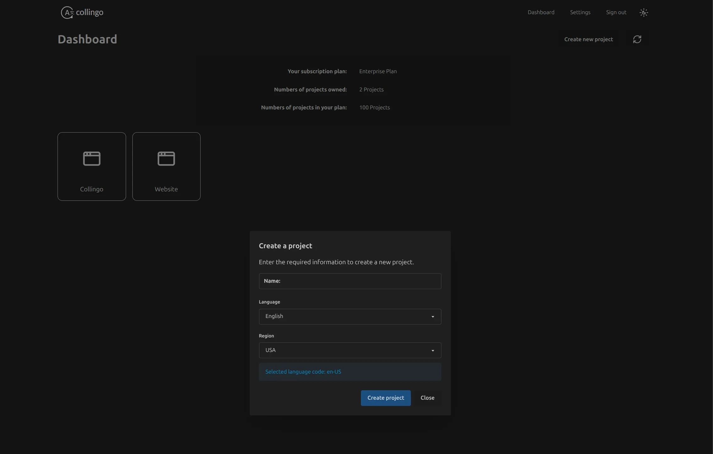 Dashboard screenshot
